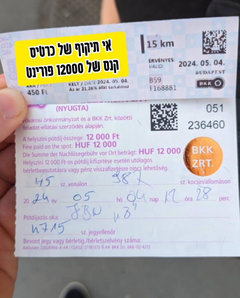 הוראות שימוש בכרטיס תחבורה ציבורית בבודפשט